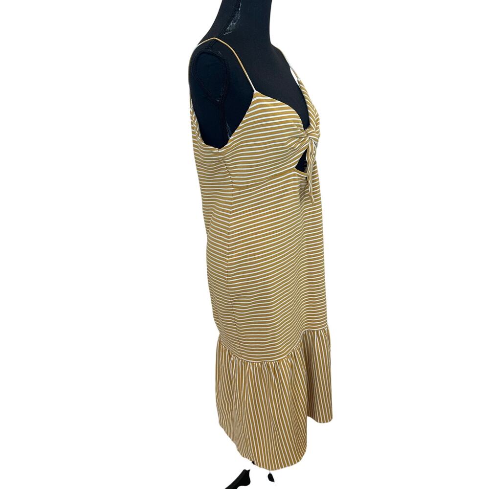 Saylor Mustard Striped Midi Slip Dress MEDIUM Bodycon Vacation Bow Pinup $200 - Picture 14 of 15